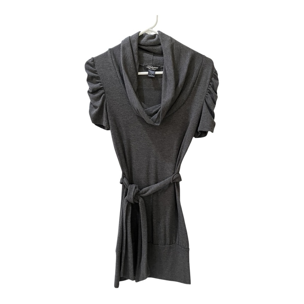 Delirious Gray Cowl Neck Sweater Dress with Elegant Drape